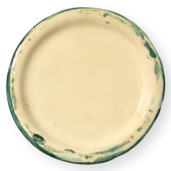 Vtg Vase Green Marbled Ceramic Glazed Pink Inside. - Picture 4 of 5